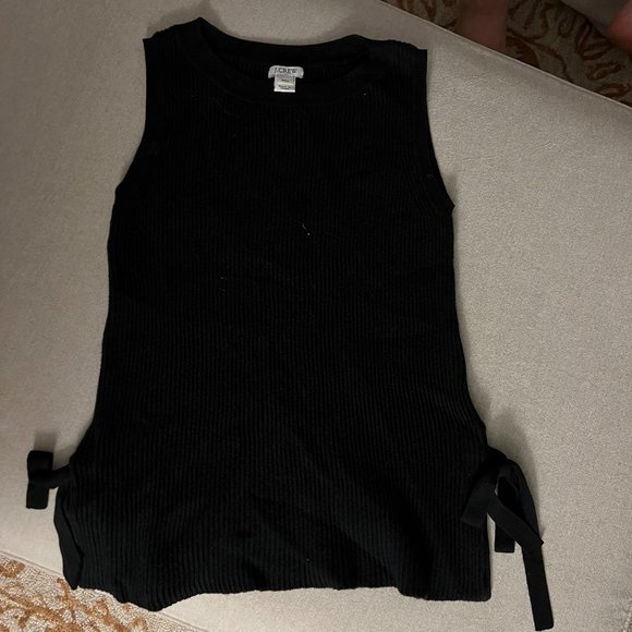 J. Crew Factory Black Sleeveless Ribbed Sweater with Tie Sides Sz XXS - Picture 1 of 5